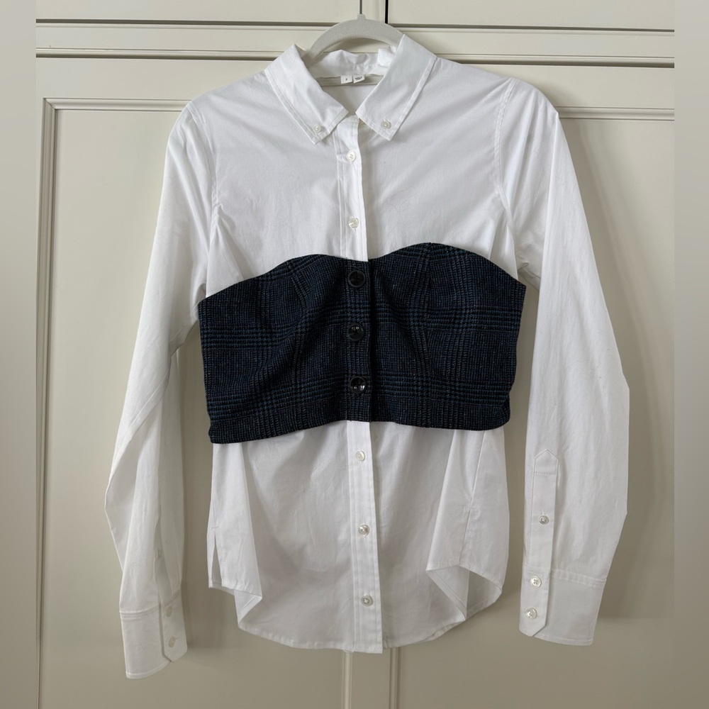 Veronica Beard Plaid Bustier Button Down